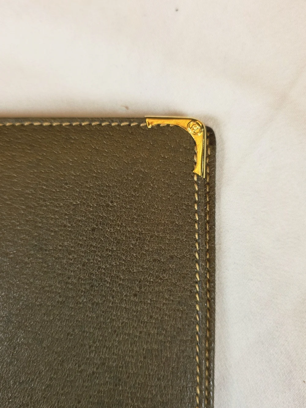 Vintage Gucci Brown Long Leather Wallet with Gold Corner Hardware. Unisex.